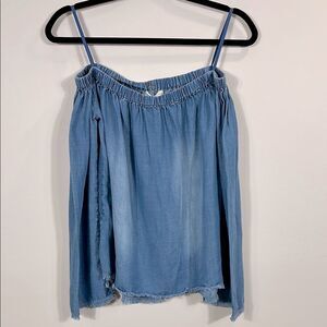 Cloth & Stone Chambray Denim Longsleeve Off the Shoulder Cowboy Carter Shirt XS